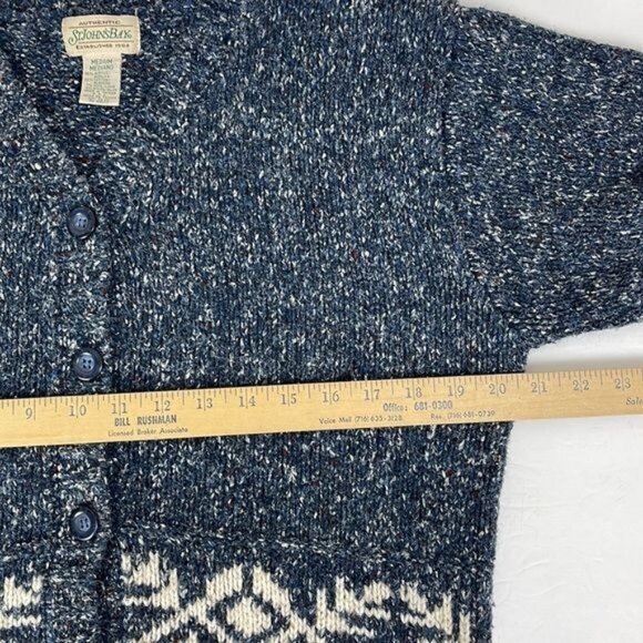 Vtg St Johns Bay Women's Medium Blue Southwest Wool Blend Cardigan - Picture 4 of 11